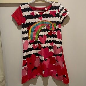 Desigual girls mini dress with rainbow and hearts